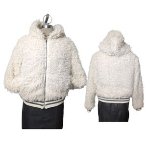 Aeropostale Ivory Faux  Bomber Hoodie Jacket Size XS /TP.